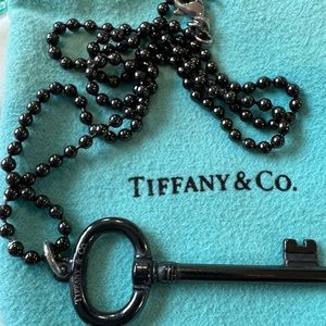 Tiffany & Co Large Black Key & Black Necklace